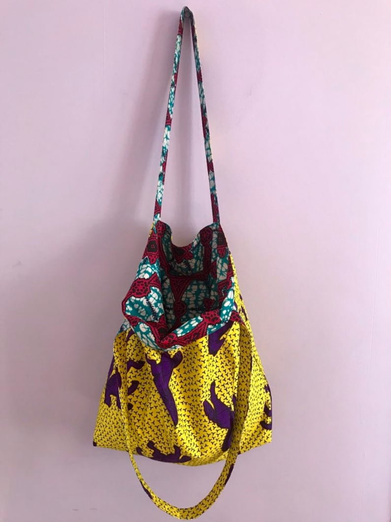 Reversible African print tote bag