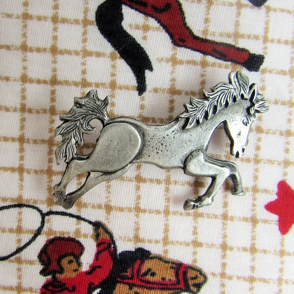 HORSE PIN 60s Vintage Metzke Pewter Brooch