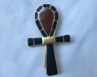 VINTAGE MMA Metropolitan Museum of Art Egyptian ANKH Enamel Pin Pendant 1976