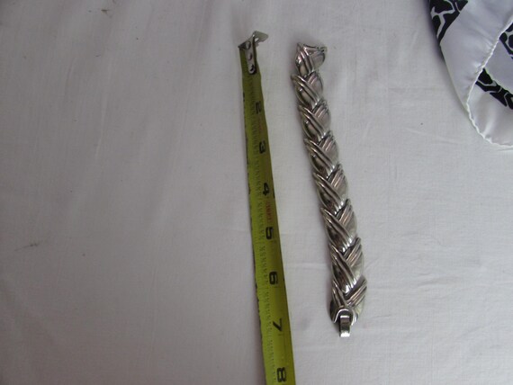 BRACELET SILVER  Leaf LINK  c. 1960 - image 4