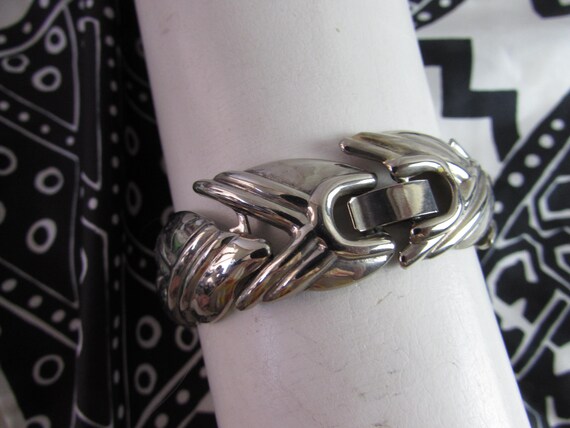 BRACELET SILVER  Leaf LINK  c. 1960 - image 2