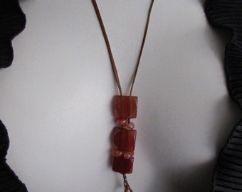 Vintage Carnelian Necklace Minimalist Chinese Antique circa 1940