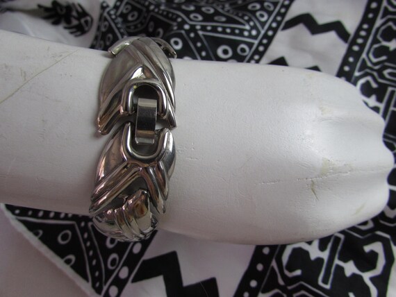 BRACELET SILVER  Leaf LINK  c. 1960 - image 8