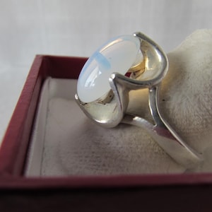 STERLING RING Opalite size 7 1/2 / Moonstone