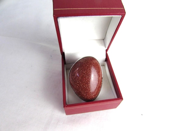 STATEMENT RING size 7 large Deep Gold flecks Sand… - image 1