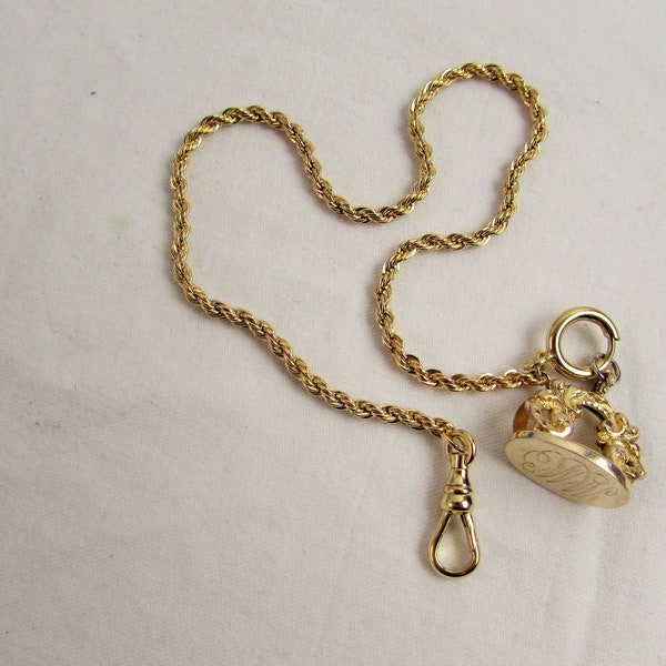 GOLD FILLED WATCH Fob on Chain