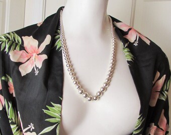 Silver Graduated Beaded Necklace NAPIER c. 1960 Vintage Costume Jewelry