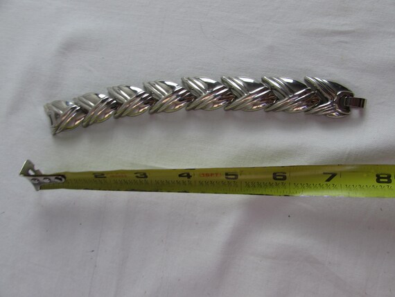 BRACELET SILVER  Leaf LINK  c. 1960 - image 5