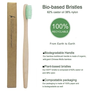 Bamboo Toothbrush Plant-based Bristles Biodegradable & Eco-friendly Plastic Free Zero Waste image 1