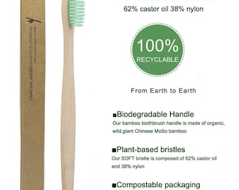 Bamboo Toothbrush Plant-based Bristles Biodegradable & Eco-friendly Plastic Free Zero Waste