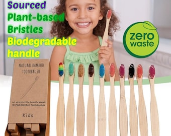Children Panda Bamboo Toothbrush Plant-based Bristles Biodegradable & Eco-friendly Plastic Free Zero Waste Kids