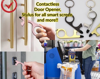 Pack of 2 Contact Less Door Opener Smart Screen Stylus Button Pusher Bottle Opener With Key Chain