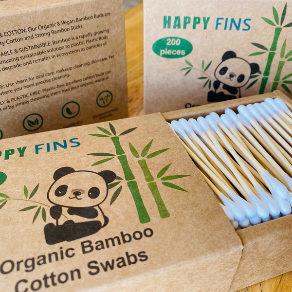 Zerowaste Eco Friendly Organic Panda Bamboo Cotton Swabs Plastic Free Packaging U.S Seller Cotton Buds
