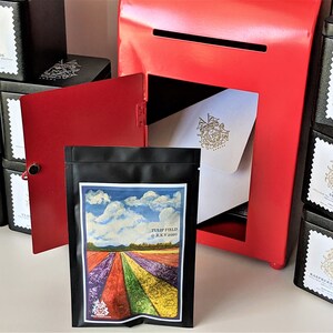 Tulip Field Tea Card - Ansichtkaart met thee (Canada US Free Shipping) - Gepersonaliseerd bericht inbegrepen