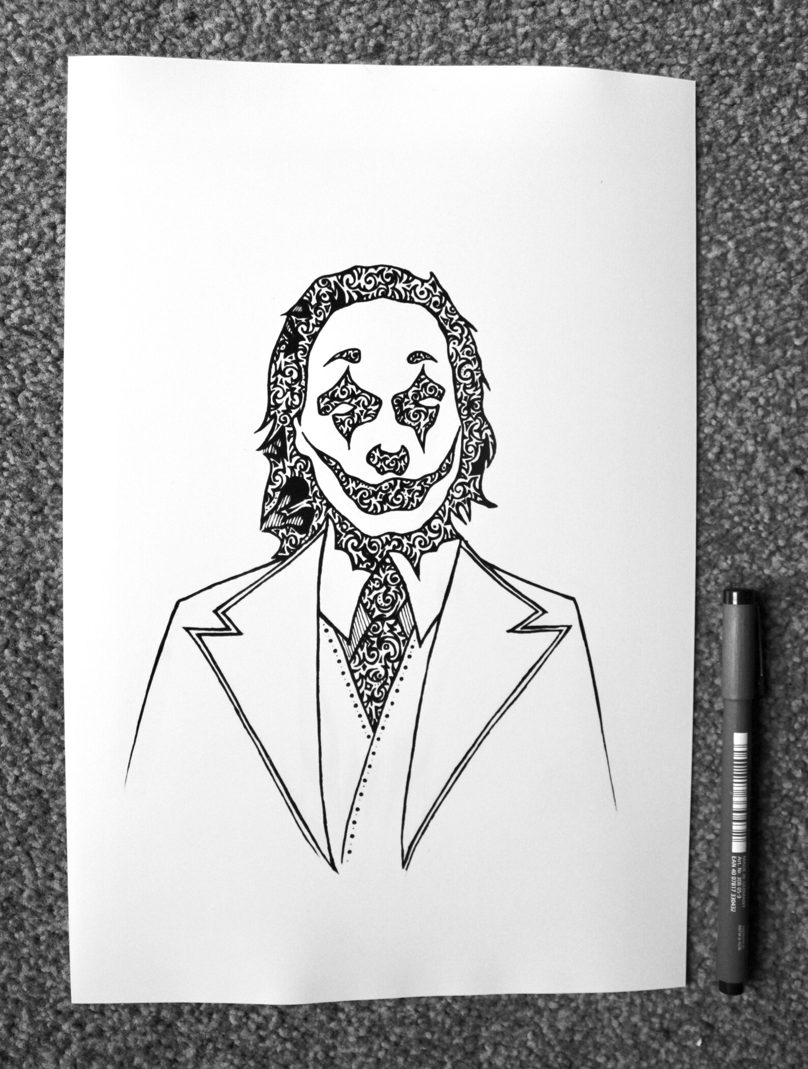 Joker Black and White Art Print - Etsy