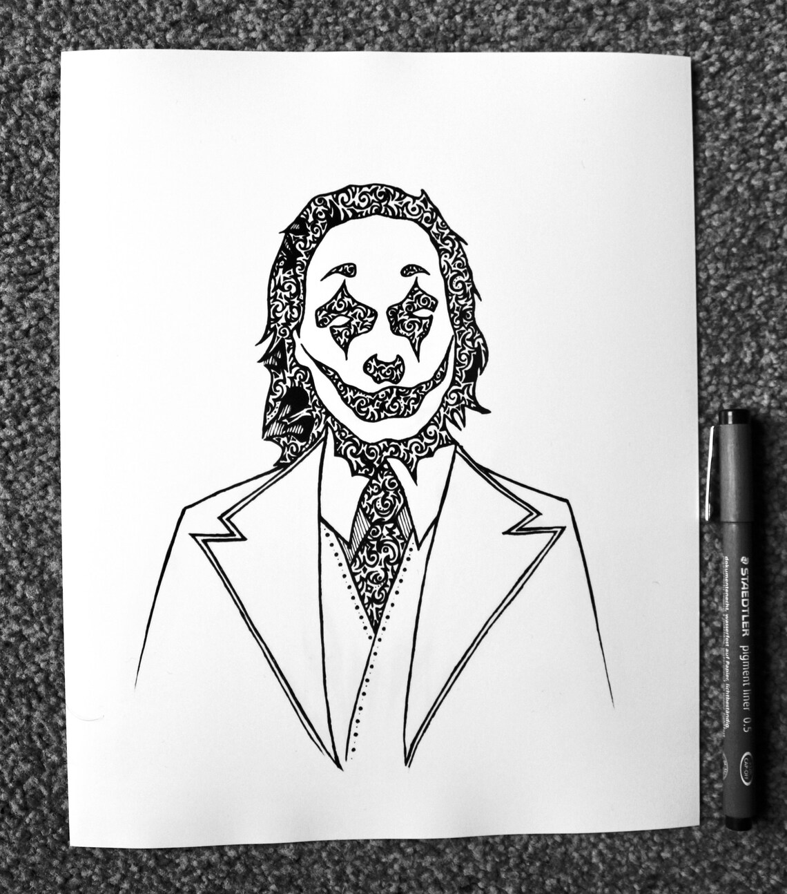 Joker Black and White Art Print Etsy