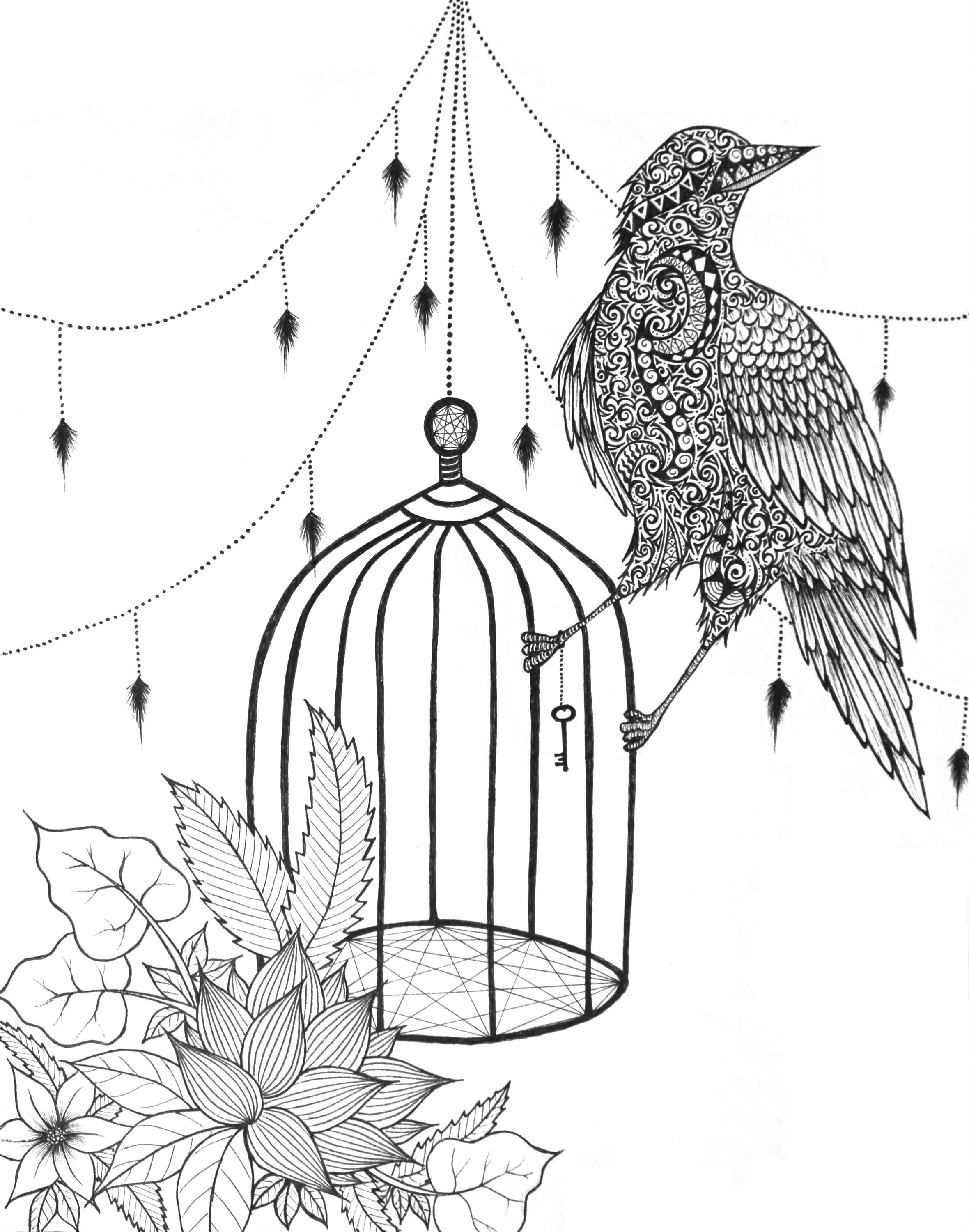 Bird Cage Art Print 8x10 Etsy