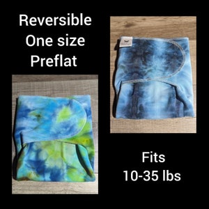 One Size Reversible Stretchy Heavy Bamboo French Terry Preflat cloth diaper Tiedye