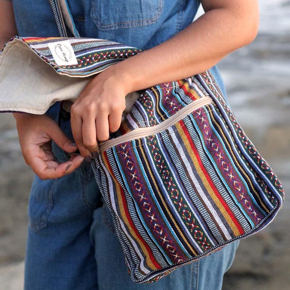 Core Hemp Crossbody Messenger Bag Boho Etsy