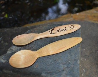 Custom made birch baby eating spoons