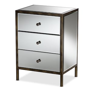 Remy Mirrored 3-Drawer Nightstand Bedside Table