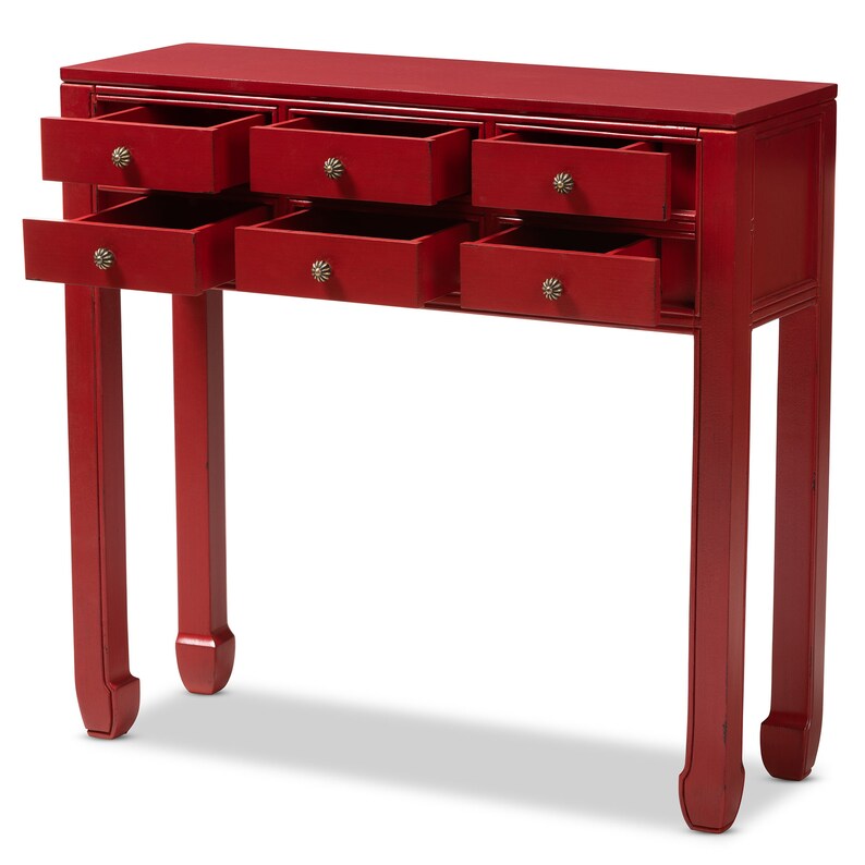 Yamka Antique Style 6drawer Red Console Table Etsy