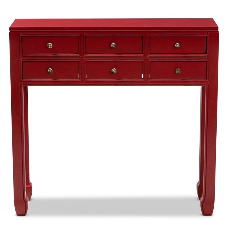 Yamka Antique Style 6drawer Red Console Table Etsy