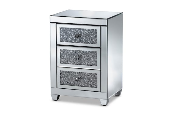 Remy Mirrored 3-Drawer Nightstand Bedside Table