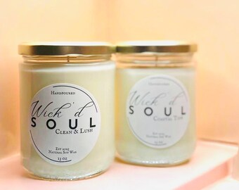Fresh & Clean Scents//Mason Jar Candles//Container Candles//Dye Free//Hand poured//All natural//Soy Wax Candles