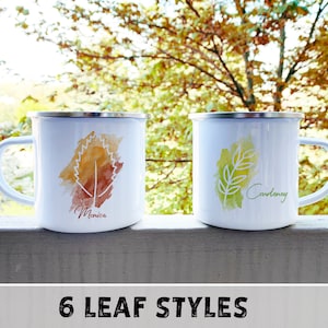 Personalized Autumn- Water color Leaves Campfire Mugs