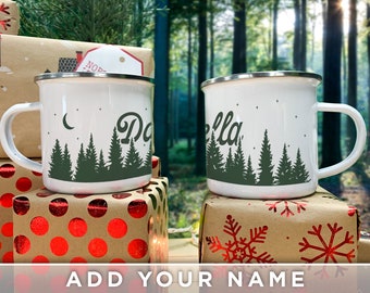 Personalized Campfire Mug, Forest Coffee Mug, C Handle 11oz Mug, Morning Coffee Cup, Sky Name Mug (NAME ON TOP)