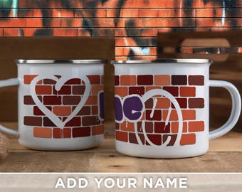 Graffiti Name Mug, Personalized Brick Wall Enamel Camp Mug, Custom Street Art Coffee Cup, Urban Name Gift, Teen Skater Mug