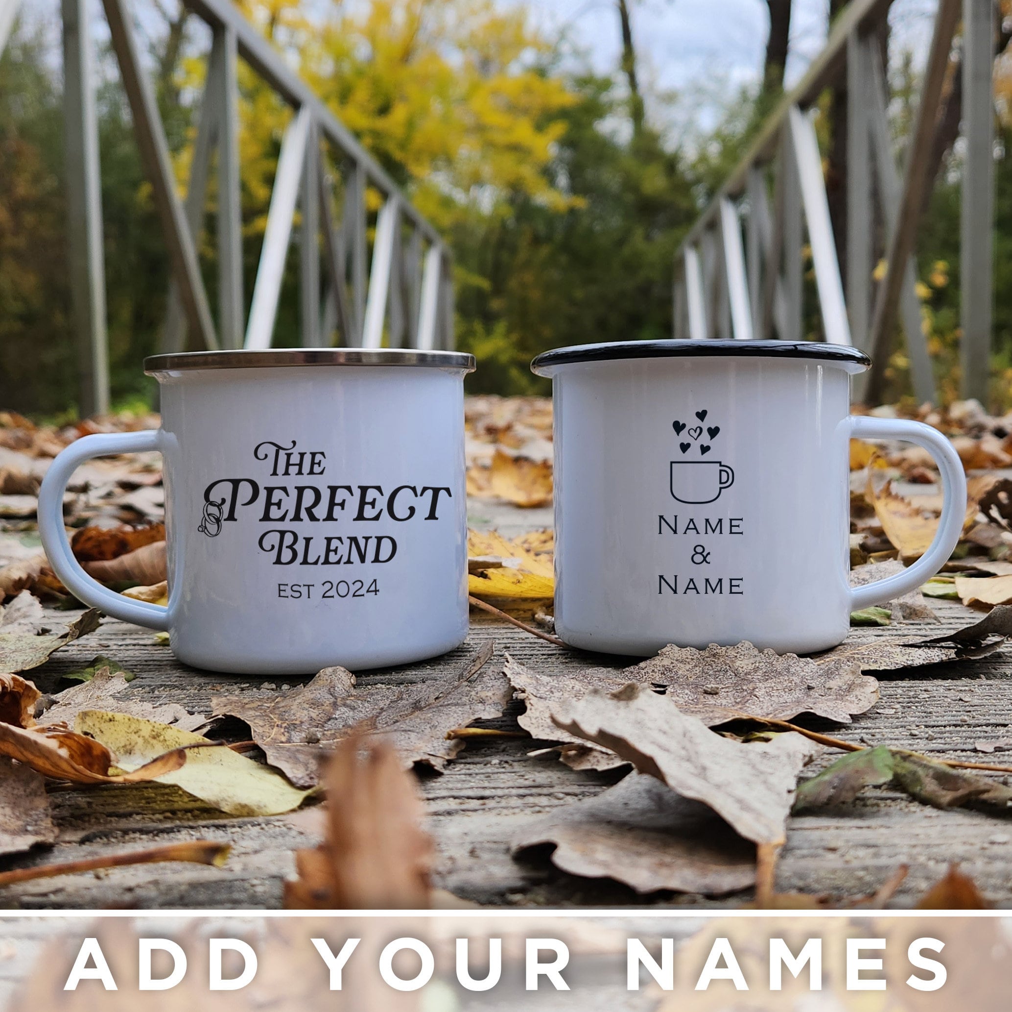 The Perfect Blend" Campfire Mug - Custom Name & Date - Unique Wedding Gift