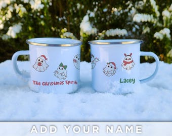 Christmas Spirit Ghost Mug – Personalized Name – Christmas Gift – Hot Cocoa Mug – Custom Ghost Cup – Funny Christmas Mug – Stocking Stuffer