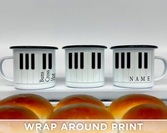 Personalized Hot Cross Buns Piano Mug - Musical Keyboard Coffee Mug