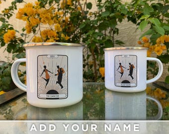 Personalized Tarot Mug – The Dancer Vintage Enamel Campfire Mug