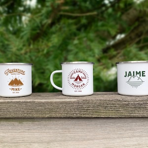 Personalized Campfire Mugs, Mountain Enamel Mugs, Adventure Crazy Coffee Mug, 11oz Accent Coffee Mug, Custom Campfire Mugs