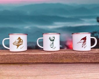 Animal Silhouette Coffee Mug, Personalized animal Mugs, Animal Art, Nature Gift Ideas, Mug, Campfire Mug