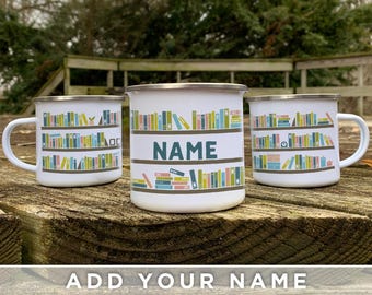 Custom Bookshelf Design Mug - Personalized Library Lover Gift
