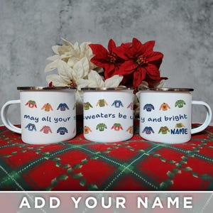 Personalized Ugly Christmas Sweater Enamel Mug