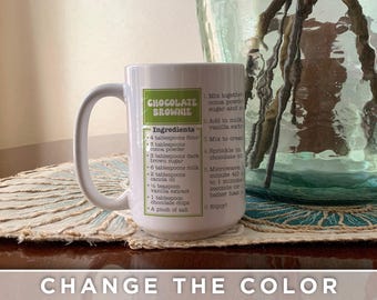 Personalized Mug Cake Recipe Mug – Chocolate Brownie Mug Cake Recipe Cup – Custom Color Baking Mug – Microwave Brownie Mug – Gift for Bakers