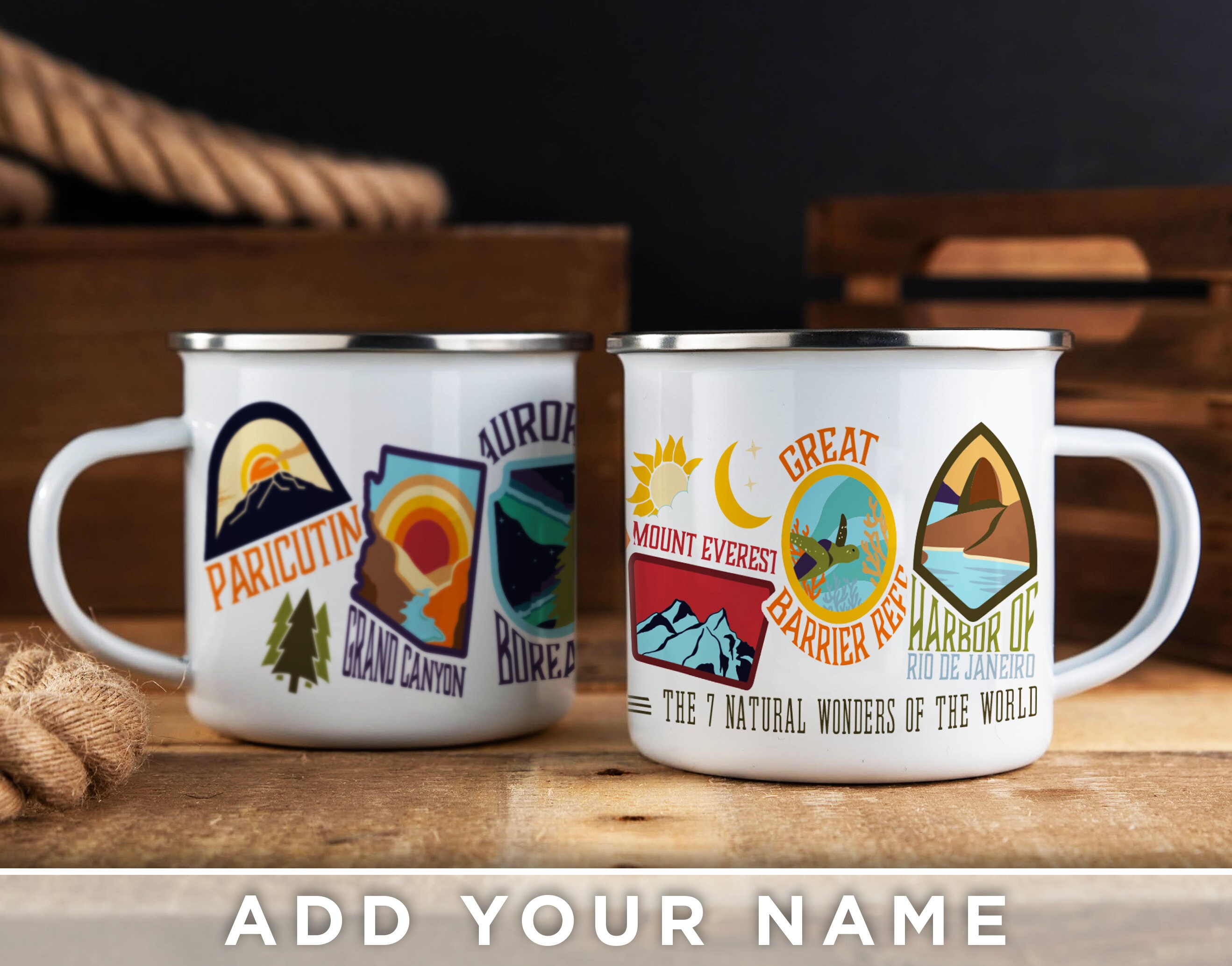 7 Natural Wonders Wrap Custom Campfire Mugs