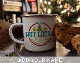 Personalized Hot Cocoa Mug – Custom Winter Enamel Mug