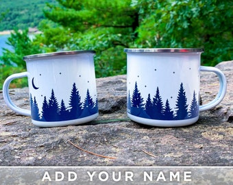 Forest Wraparound Coffee Mug, Personalized Name Mug, Adventurous Camping Tea Mug, Holidays Tea Mug, Forest Coffee Mug (NAME ON BOTTOM)