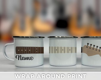 Customizable Electric Guitar Enamel Mug - Add Your Name and Choose Your Color