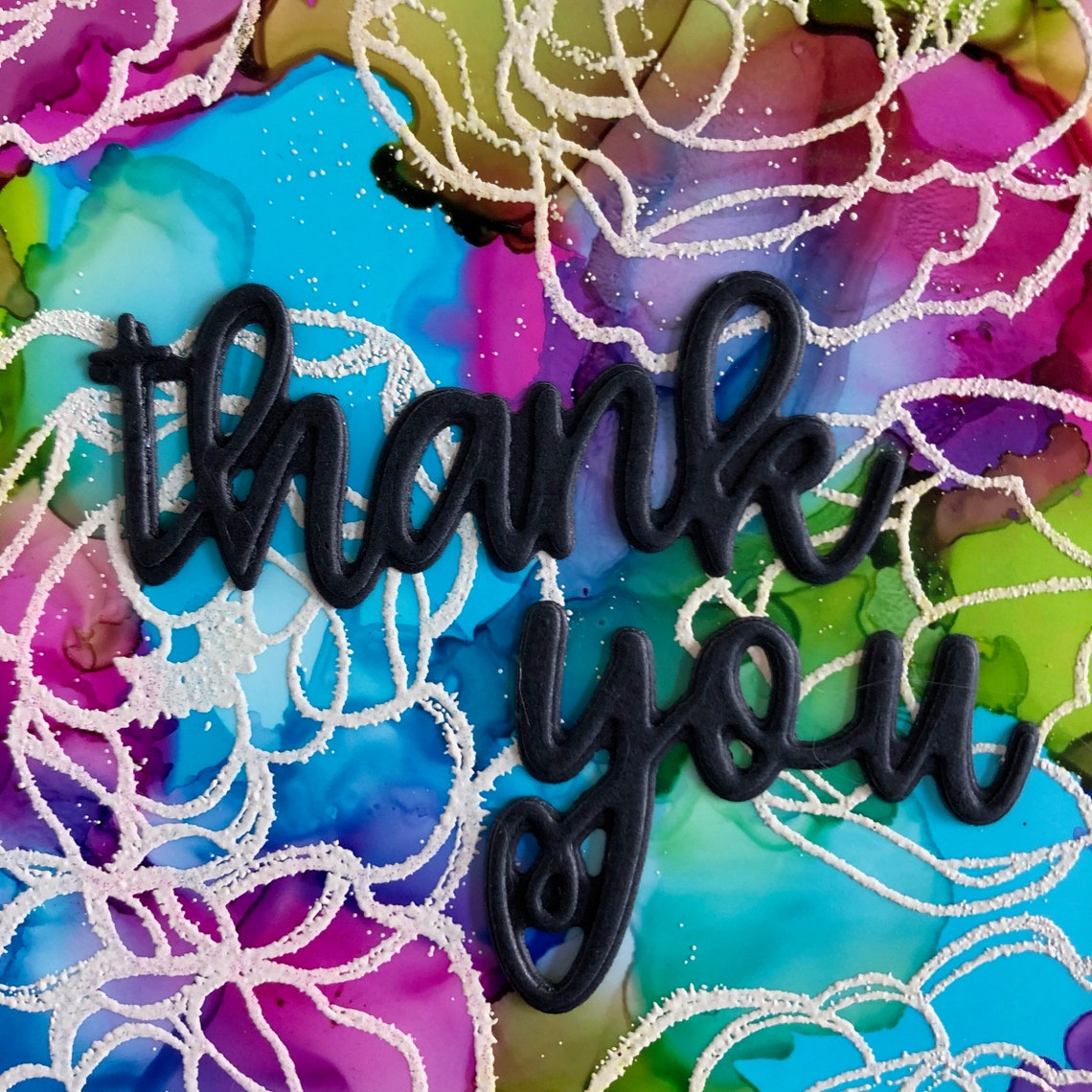 Thank You Card Unique Design Colorful Handmade Etsy