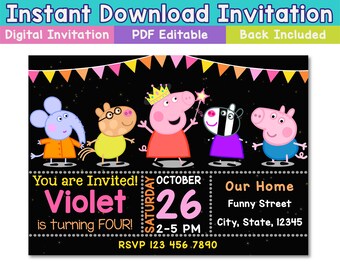 Peppa Pig Invitation Instant Download Etsy