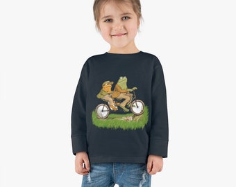 Frog and toad on the bike kids shirt, boys, girls, Funny Shirt, Gift, Sweatshirt, Kids Toddler Long Sleeve Tee