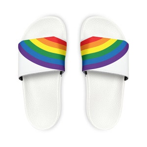 Rainbow - Two Half Rainbows Make One Whole Women&#39;s PU Slide Sandals