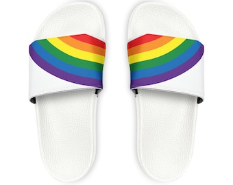 Rainbow - Two Half Rainbows Make One Whole Women's PU Slide Sandals